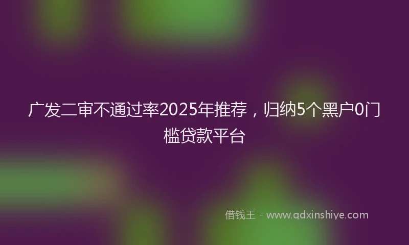 广发二审不通过率2025年推荐，归纳5个黑户0门槛贷款平台