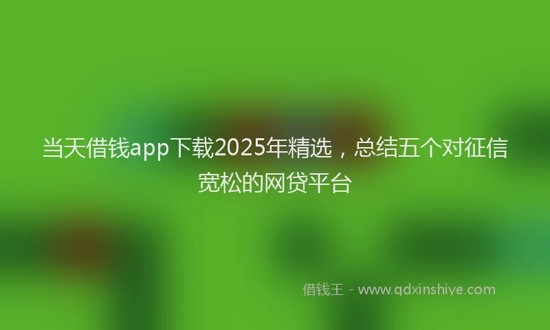 当天借钱app下载2025年精选，总结五个对征信宽松的网贷平台