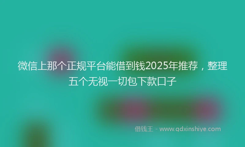 微信上那个正规平台能借到钱2025年推荐，整理五个无视一切包下款口子