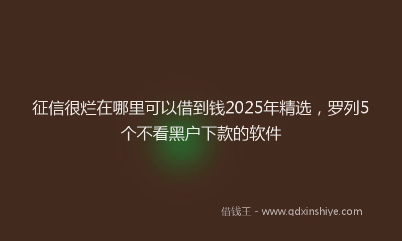 征信很烂在哪里可以借到钱2025年精选，罗列5个不看黑户下款的软件