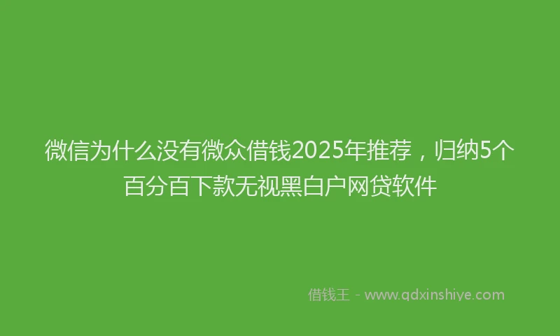 微信为什么没有微众借钱2025年推荐，归纳5个百分百下款无视黑白户网贷软件