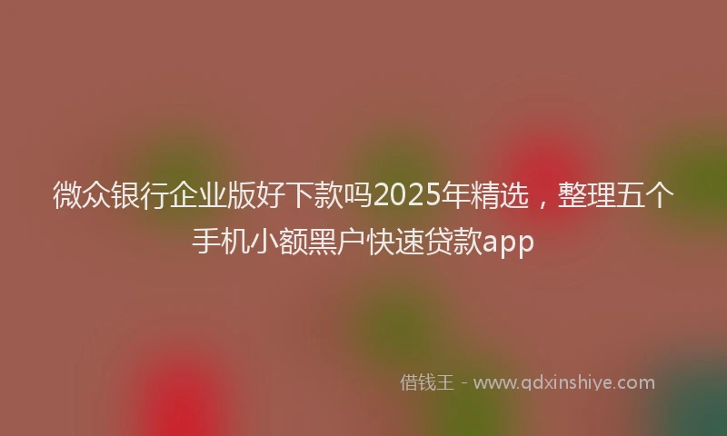 微众银行企业版好下款吗2025年精选，整理五个手机小额黑户快速贷款app