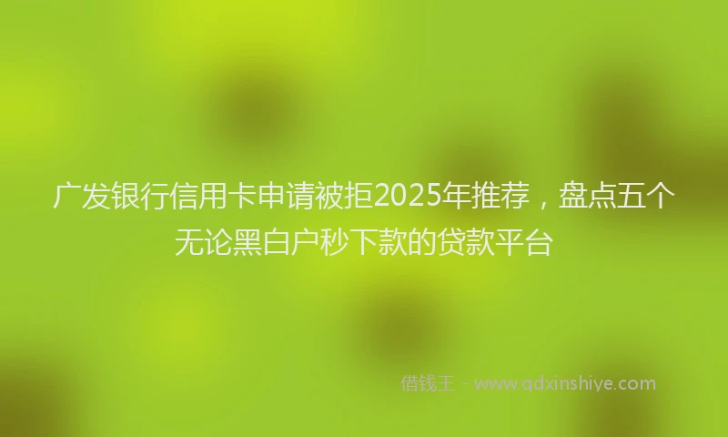 广发银行信用卡申请被拒2025年推荐，盘点五个无论黑白户秒下款的贷款平台
