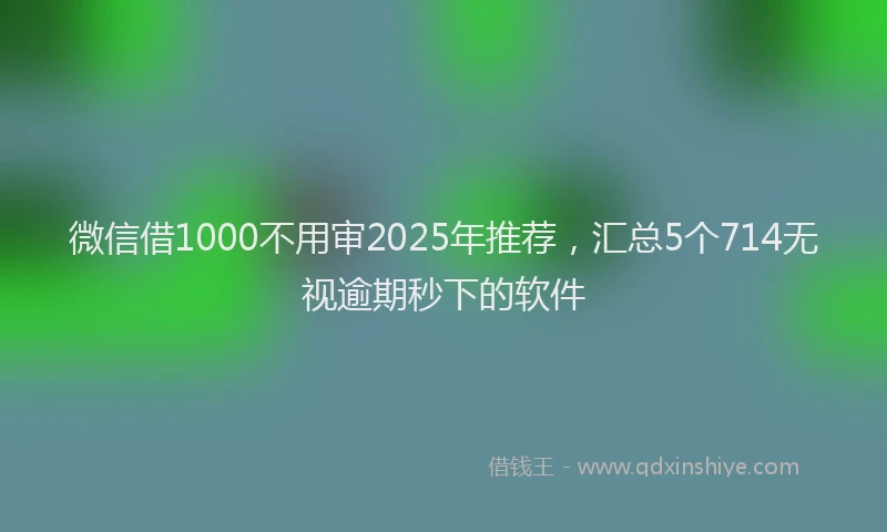微信借1000不用审2025年推荐，汇总5个714无视逾期秒下的软件
