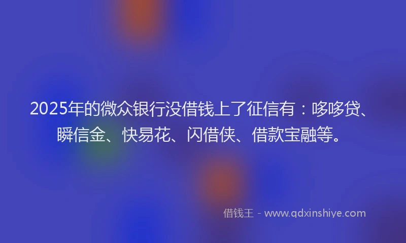 2025年的微众银行没借钱上了征信有：哆哆贷、瞬信金、快易花、闪借侠、借款宝融等。