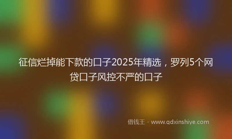 征信烂掉能下款的口子2025年精选，罗列5个网贷口子风控不严的口子