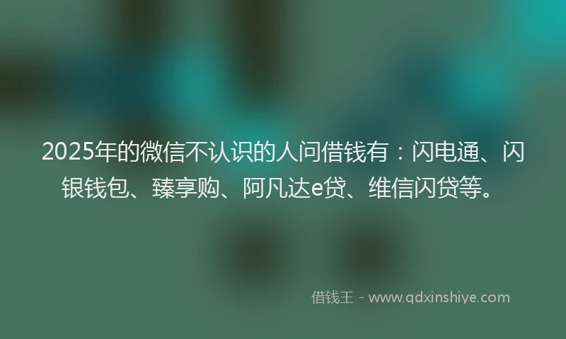 2025年的微信不认识的人问借钱有：闪电通、闪银钱包、臻享购、阿凡达e贷、维信闪贷等。