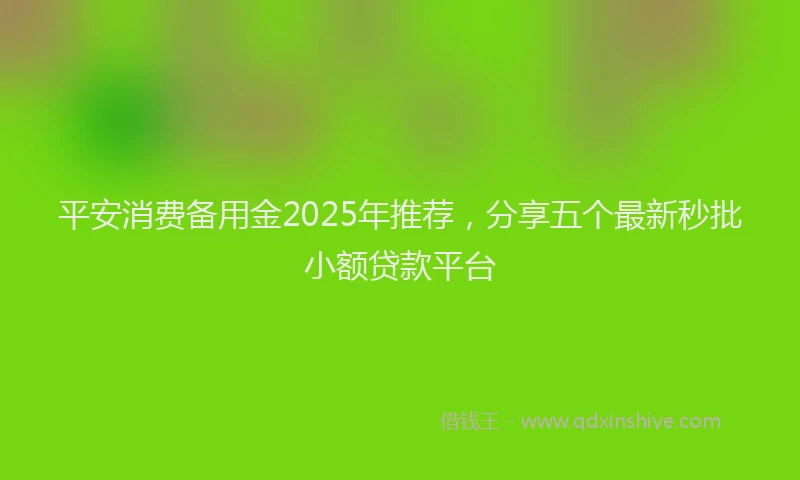 平安消费备用金2025年推荐，分享五个最新秒批小额贷款平台