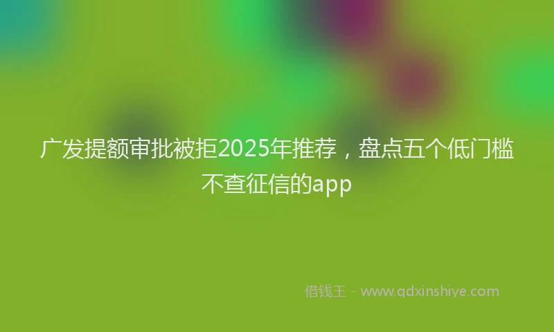 广发提额审批被拒2025年推荐，盘点五个低门槛不查征信的app