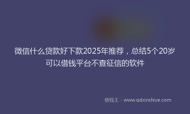 微信什么贷款好下款2025年推荐，总结5个20岁可以借钱平台不查征信的软件