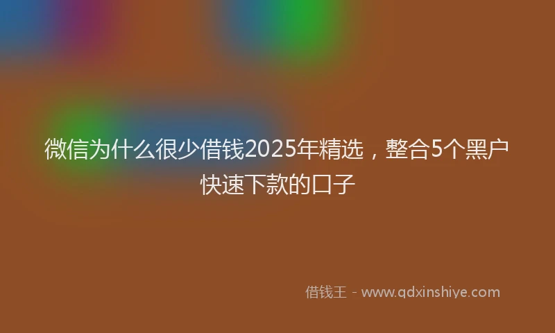 微信为什么很少借钱2025年精选，整合5个黑户快速下款的口子