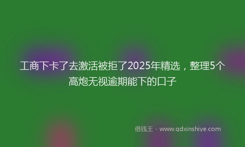 工商下卡了去激活被拒了2025年精选，整理5个高炮无视逾期能下的口子