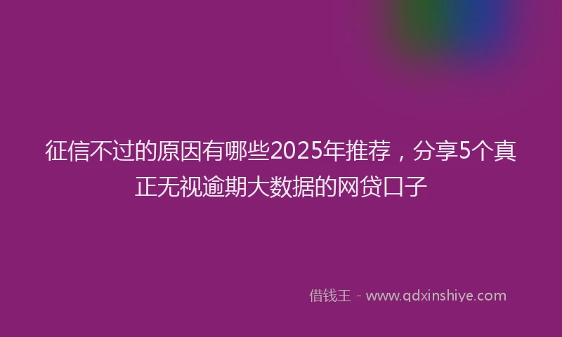 征信不过的原因有哪些2025年推荐，分享5个真正无视逾期大数据的网贷口子