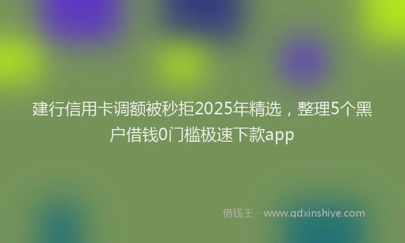 建行信用卡调额被秒拒2025年精选，整理5个黑户借钱0门槛极速下款app