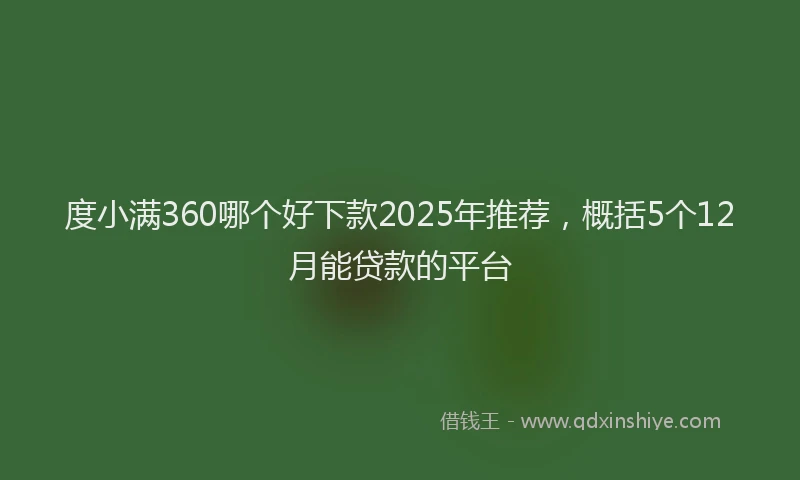 度小满360哪个好下款2025年推荐，概括5个12月能贷款的平台