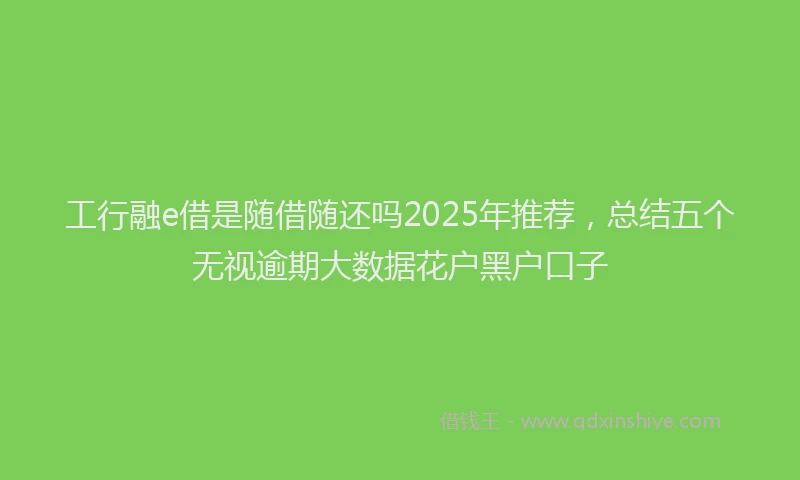 工行融e借是随借随还吗2025年推荐，总结五个无视逾期大数据花户黑户口子