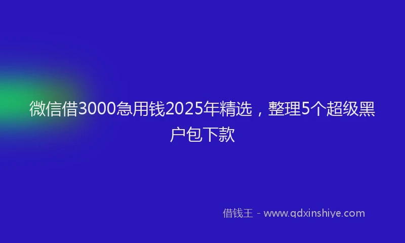 微信借3000急用钱2025年精选，整理5个超级黑户包下款
