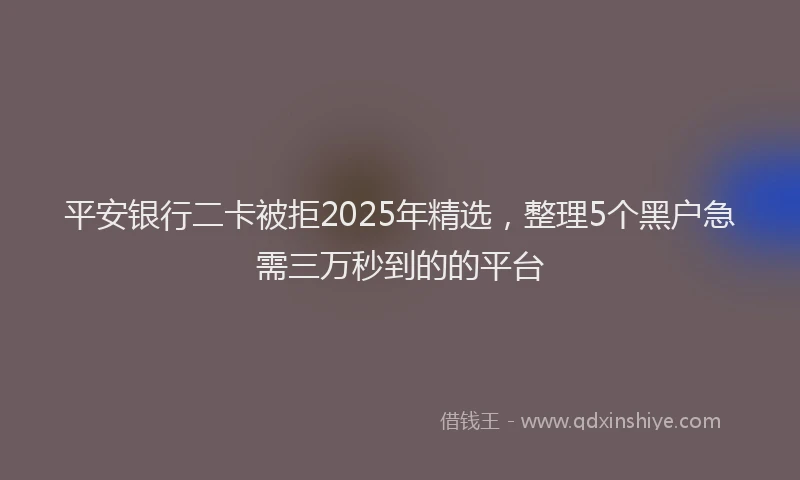 平安银行二卡被拒2025年精选，整理5个黑户急需三万秒到的的平台