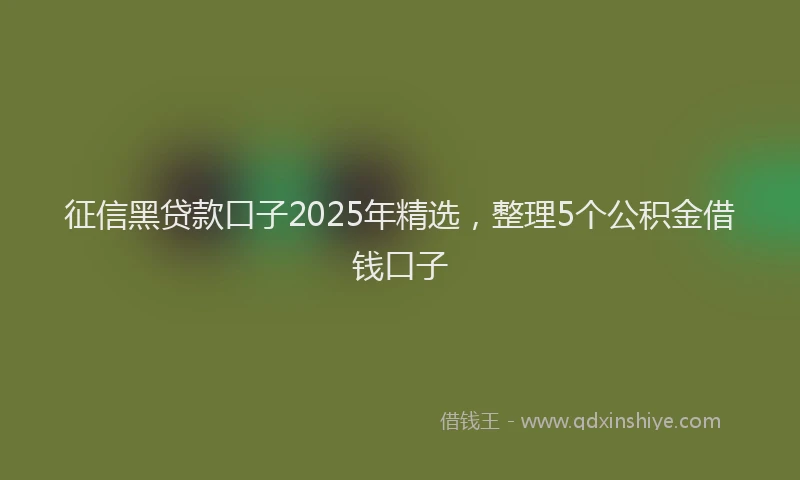 征信黑贷款口子2025年精选，整理5个公积金借钱口子
