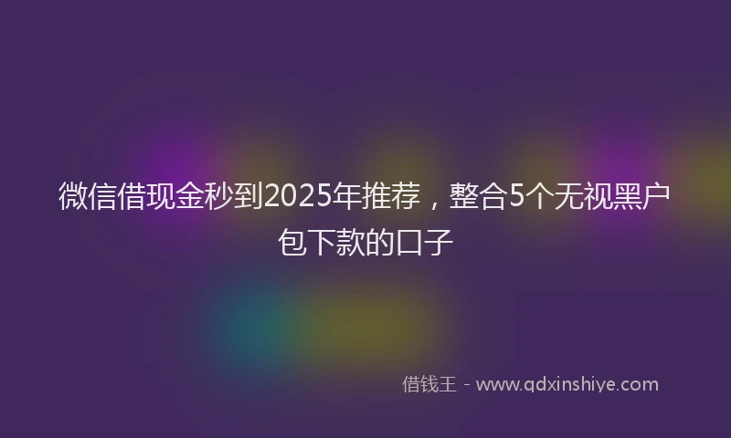 微信借现金秒到2025年推荐，整合5个无视黑户包下款的口子
