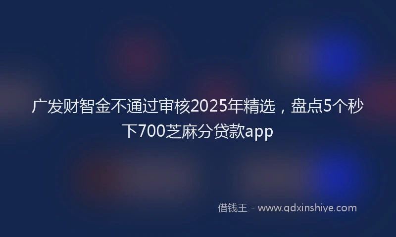 广发财智金不通过审核2025年精选，盘点5个秒下700芝麻分贷款app