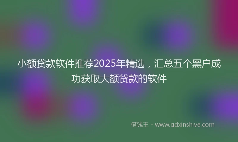 小额贷款软件推荐2025年精选，汇总五个黑户成功获取大额贷款的软件