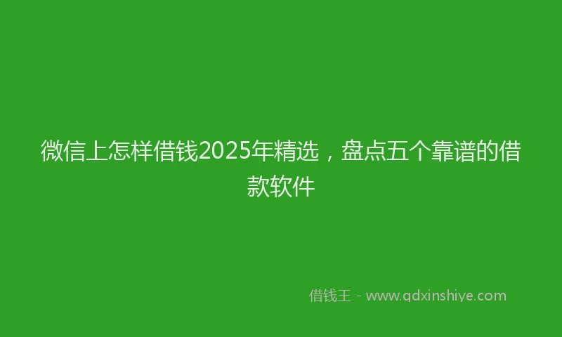 微信上怎样借钱2025年精选，盘点五个靠谱的借款软件