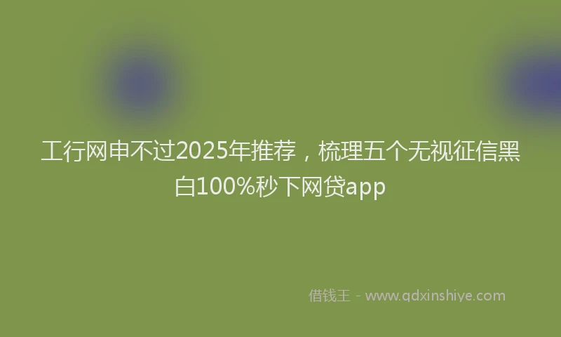 工行网申不过2025年推荐，梳理五个无视征信黑白100%秒下网贷app