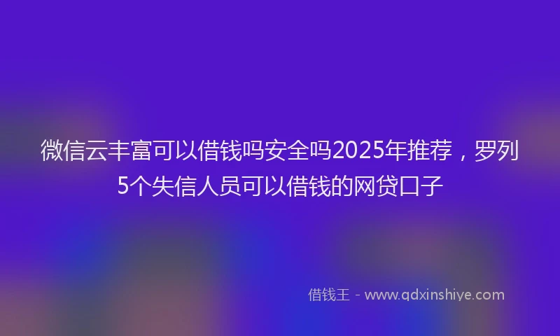 微信云丰富可以借钱吗安全吗2025年推荐，罗列5个失信人员可以借钱的网贷口子