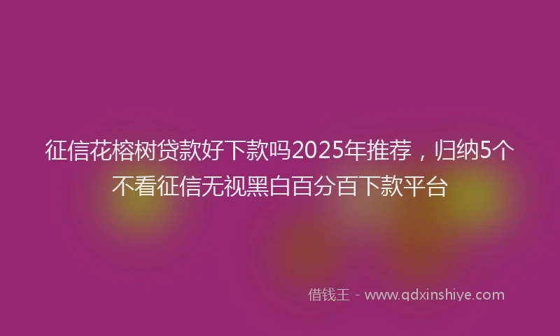 征信花榕树贷款好下款吗2025年推荐，归纳5个不看征信无视黑白百分百下款平台
