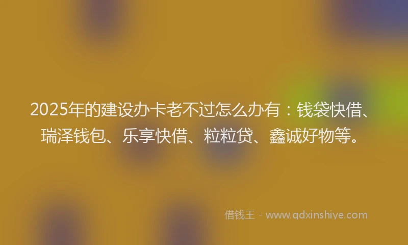 2025年的建设办卡老不过怎么办有：钱袋快借、瑞泽钱包、乐享快借、粒粒贷、鑫诚好物等。