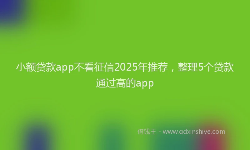 小额贷款app不看征信2025年推荐，整理5个贷款通过高的app