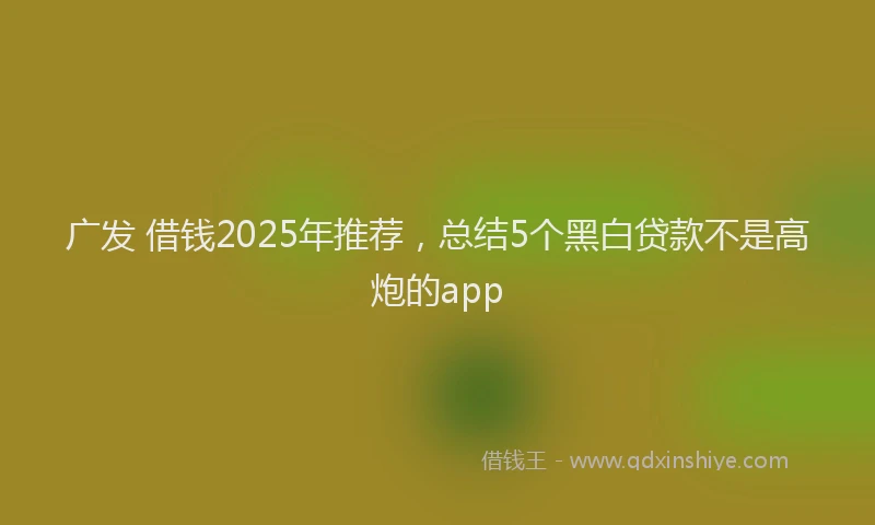 广发 借钱2025年推荐，总结5个黑白贷款不是高炮的app