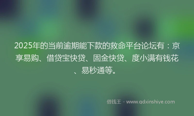 2025年的当前逾期能下款的救命平台论坛有：京享易购、借贷宝快贷、固金快贷、度小满有钱花、易秒通等。