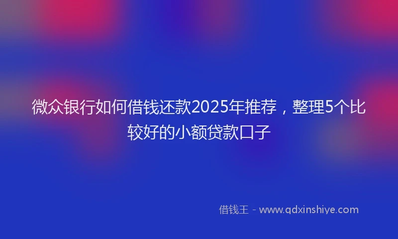 微众银行如何借钱还款2025年推荐，整理5个比较好的小额贷款口子