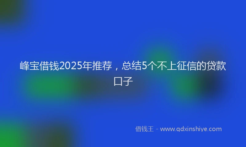峰宝借钱2025年推荐，总结5个不上征信的贷款口子