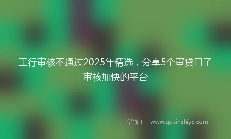 工行审核不通过2025年精选，分享5个审贷口子审核加快的平台