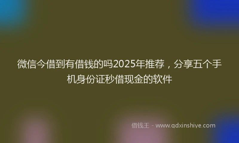 微信今借到有借钱的吗2025年推荐，分享五个手机身份证秒借现金的软件