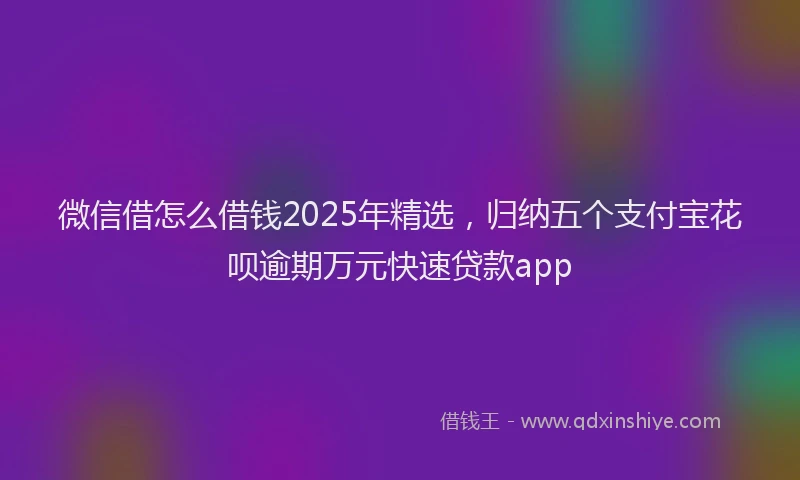 微信借怎么借钱2025年精选，归纳五个支付宝花呗逾期万元快速贷款app