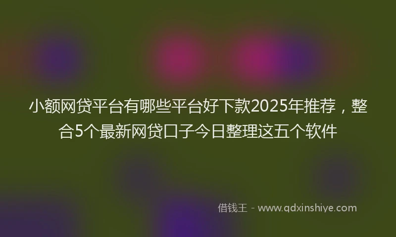 小额网贷平台有哪些平台好下款2025年推荐，整合5个最新网贷口子今日整理这五个软件