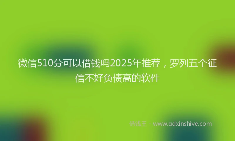 微信510分可以借钱吗2025年推荐，罗列五个征信不好负债高的软件