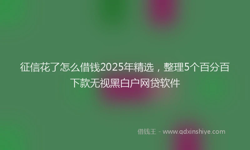 征信花了怎么借钱2025年精选，整理5个百分百下款无视黑白户网贷软件