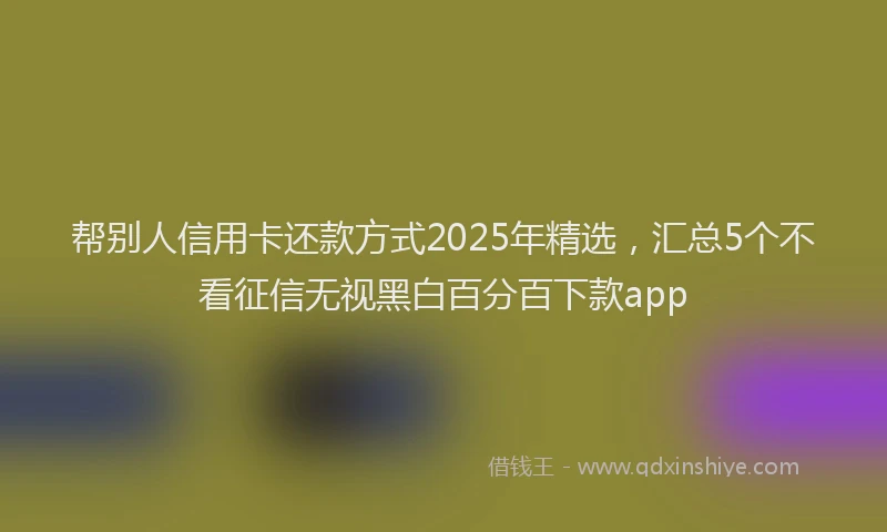帮别人信用卡还款方式2025年精选，汇总5个不看征信无视黑白百分百下款app