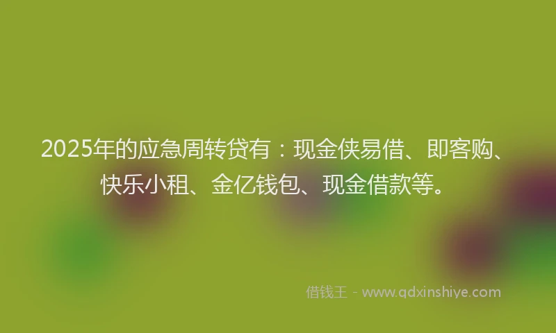 2025年的应急周转贷有：现金侠易借、即客购、快乐小租、金亿钱包、现金借款等。