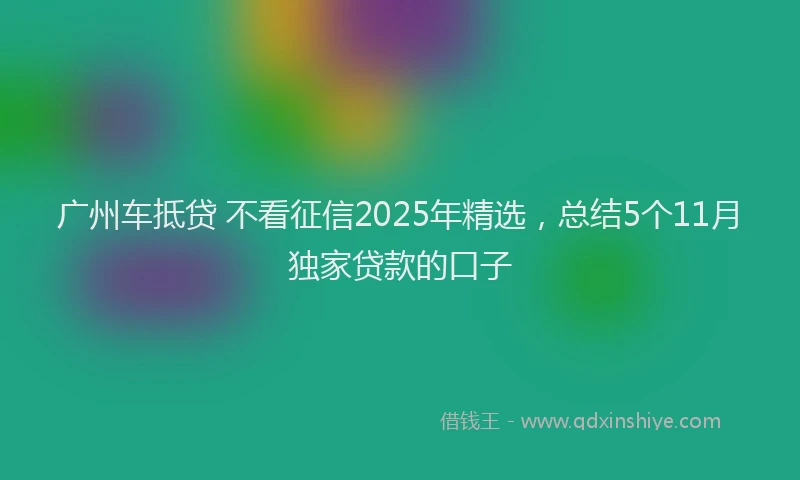 广州车抵贷 不看征信2025年精选，总结5个11月独家贷款的口子