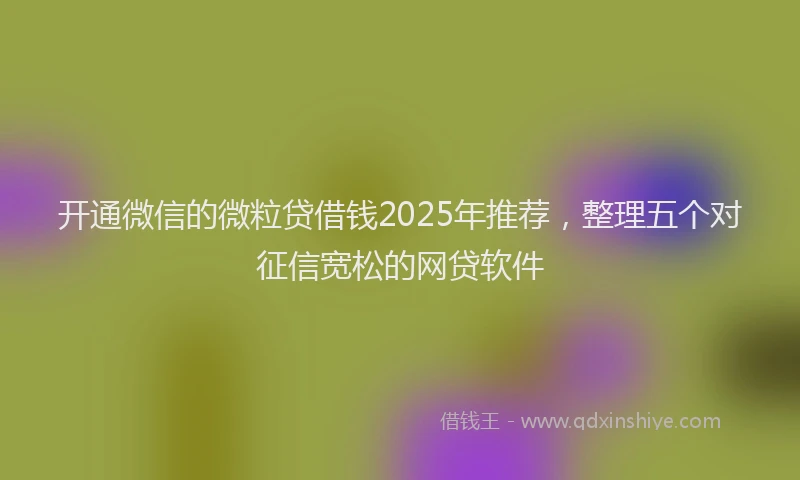 开通微信的微粒贷借钱2025年推荐，整理五个对征信宽松的网贷软件