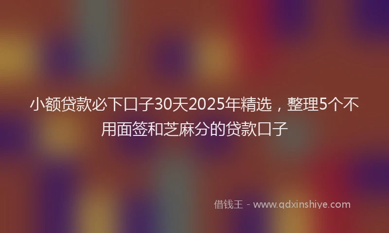 小额贷款必下口子30天2025年精选，整理5个不用面签和芝麻分的贷款口子