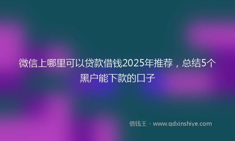 微信上哪里可以贷款借钱2025年推荐，总结5个黑户能下款的口子