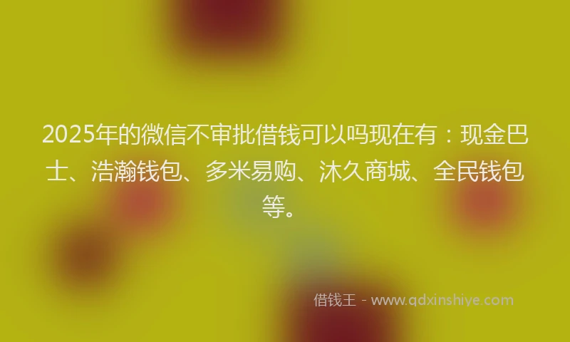 2025年的微信不审批借钱可以吗现在有：现金巴士、浩瀚钱包、多米易购、沐久商城、全民钱包等。