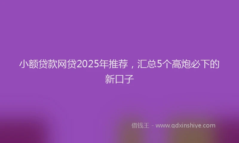 小额贷款网贷2025年推荐，汇总5个高炮必下的新口子